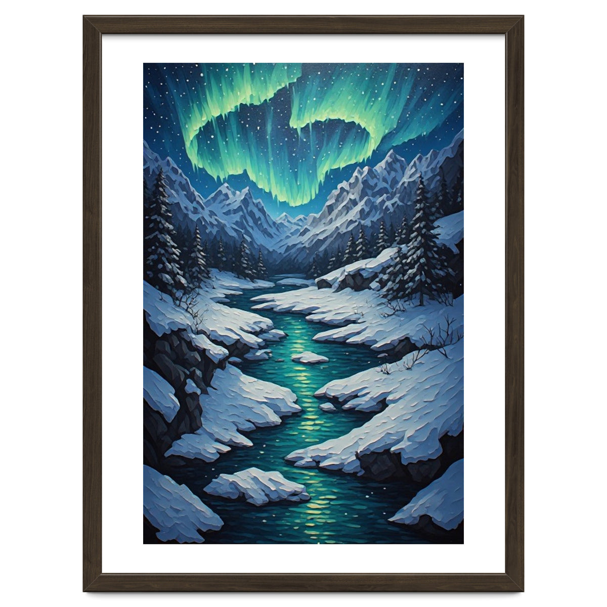 Ethereal Northern Lights: Arctic Winter Valley