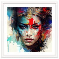 Crowned Mask Asian Warrior Portrait