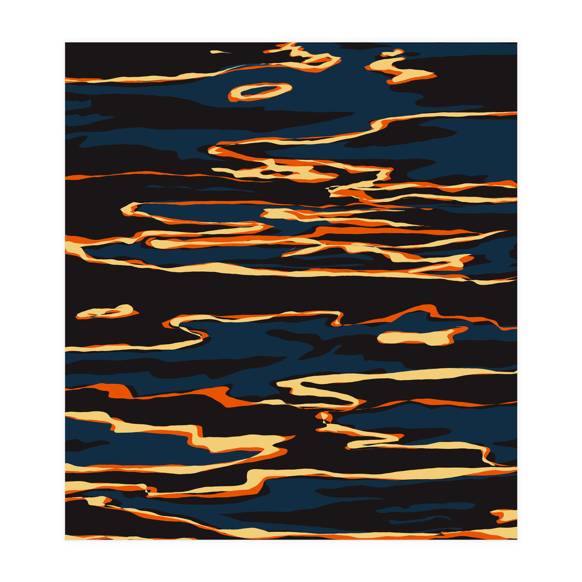 Sunset Reflection, Positivity Hope Growth Optimism Mindset, Nature Marble Dark Ocean (Print Only)