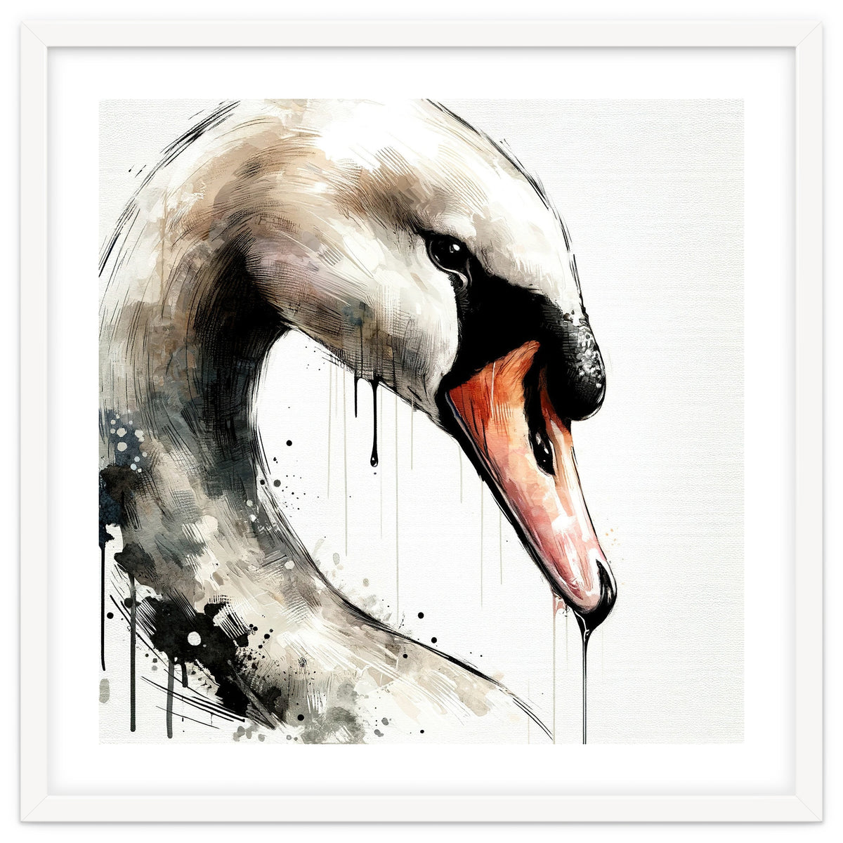 Watercolor Swan Portrait