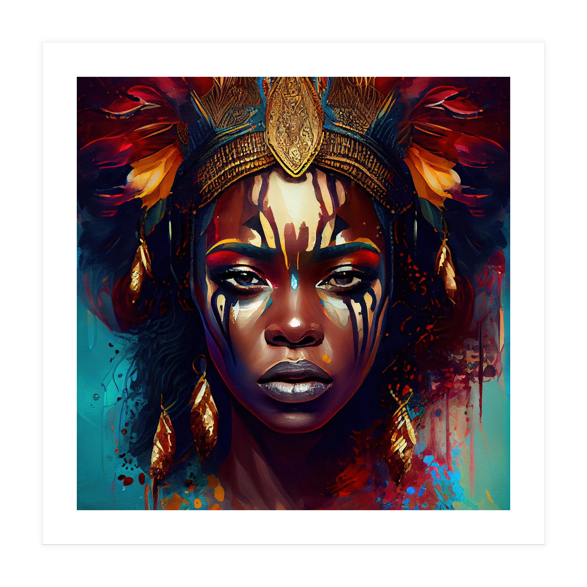 Powerful African Warrior Woman #3 (Print Only)