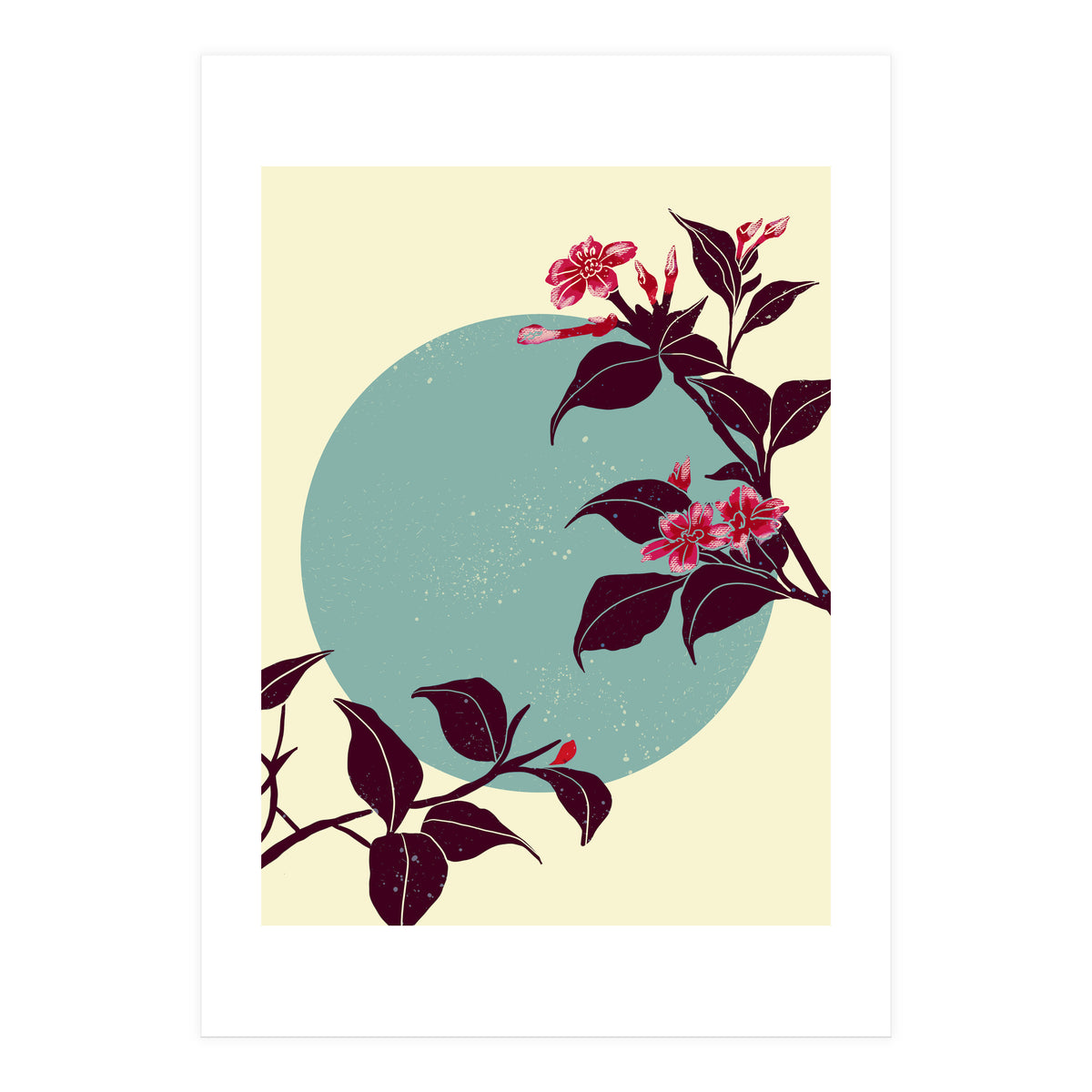 Pink flowers on a blue moon (Print Only)