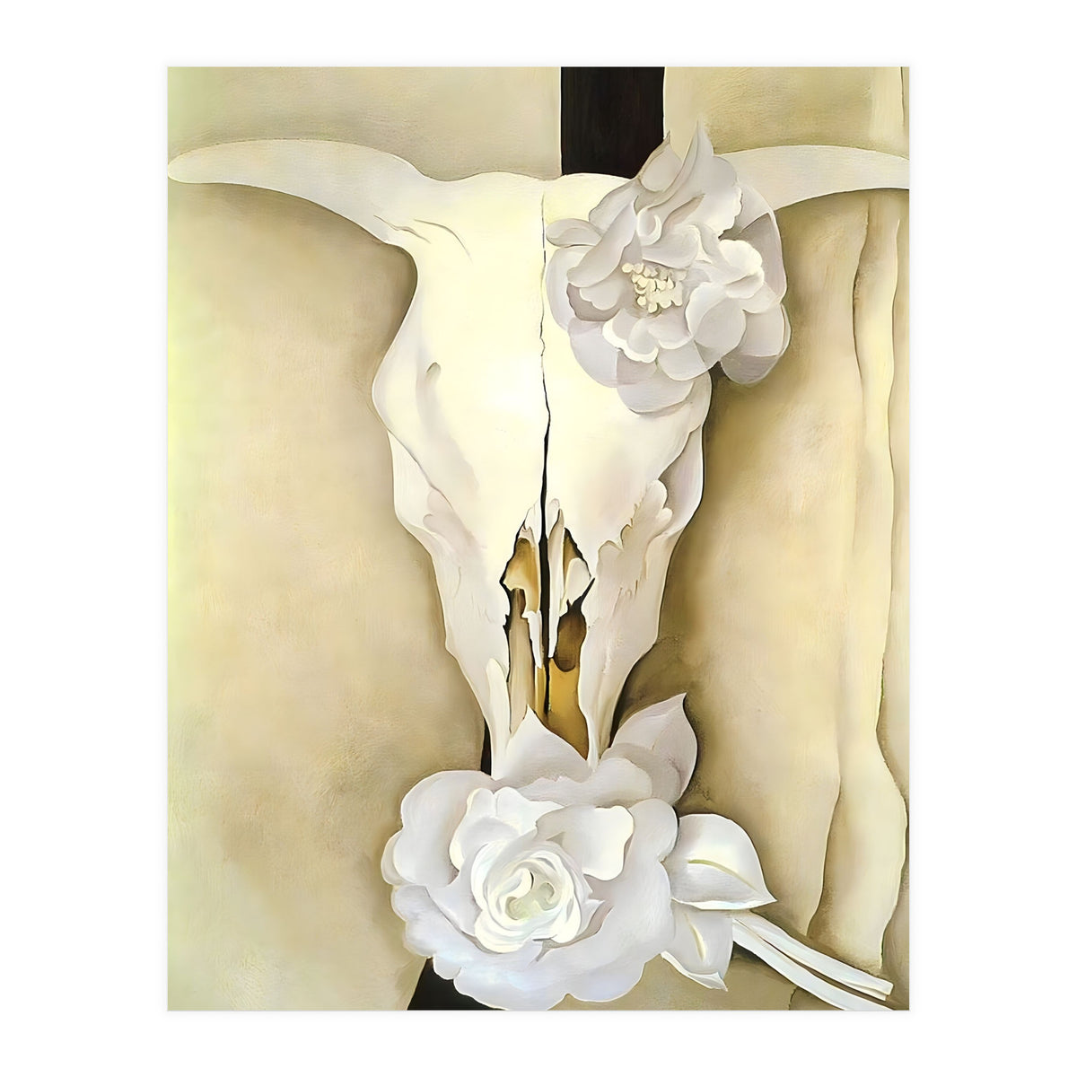 Georgia O’Keeffe – Cow’s Skull with Calico Roses (1931) | Iconic Southwestern Still Life with Desert Symbolism (Print Only)