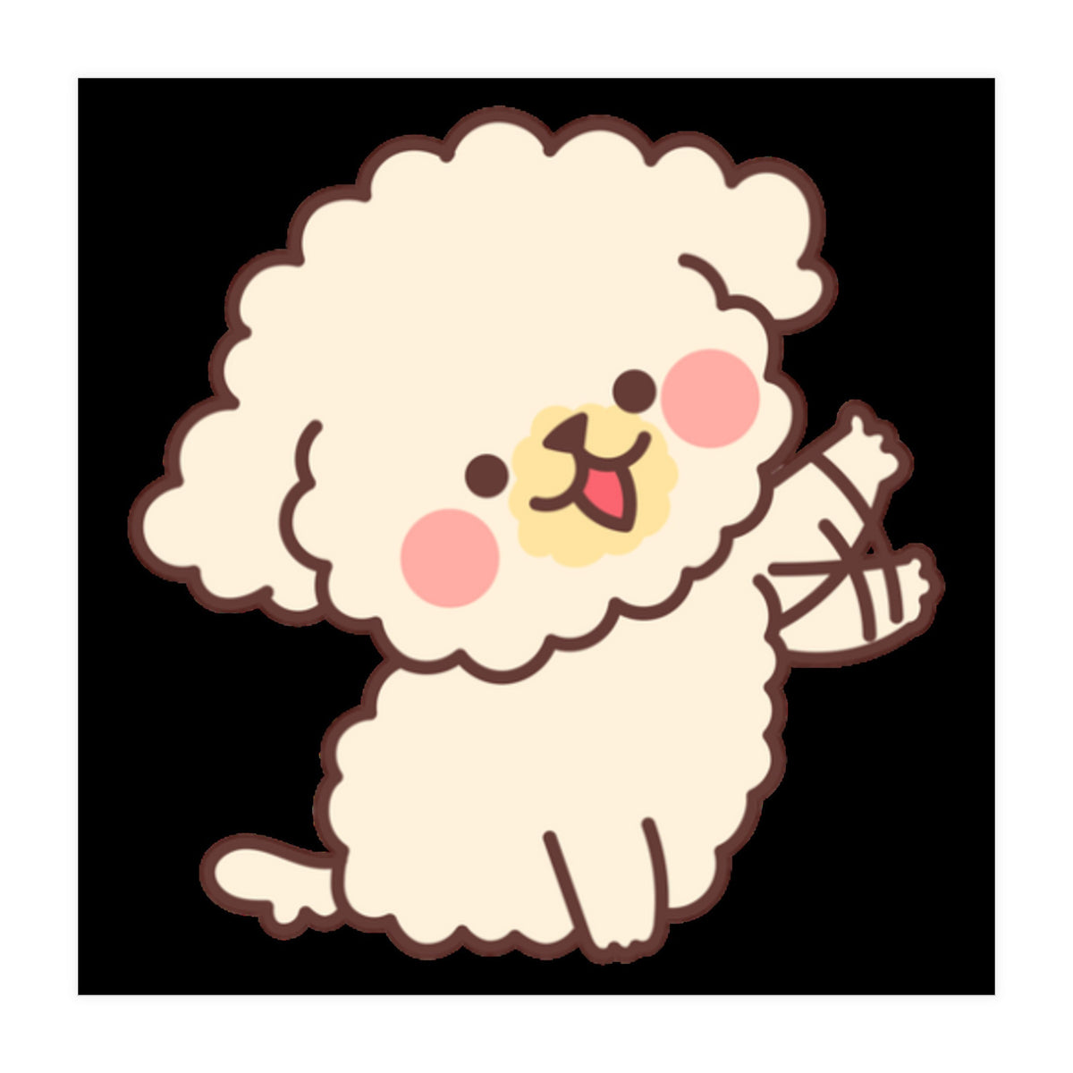 Cute Dog Happily Waving His Paw  (Print Only)