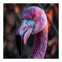 Close Up Of A Pink Flamingo Bird Face (Print Only)