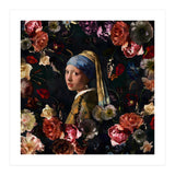 Girl With Pearl Earring And Flowers (Print Only) thumbnail