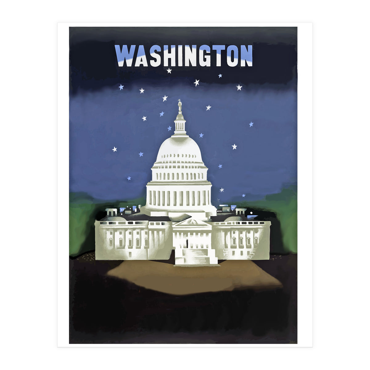 Washington, White House at Night (Print Only)