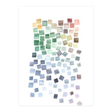 Watercolor Geometric Square Shapes Blue (Print Only) thumbnail