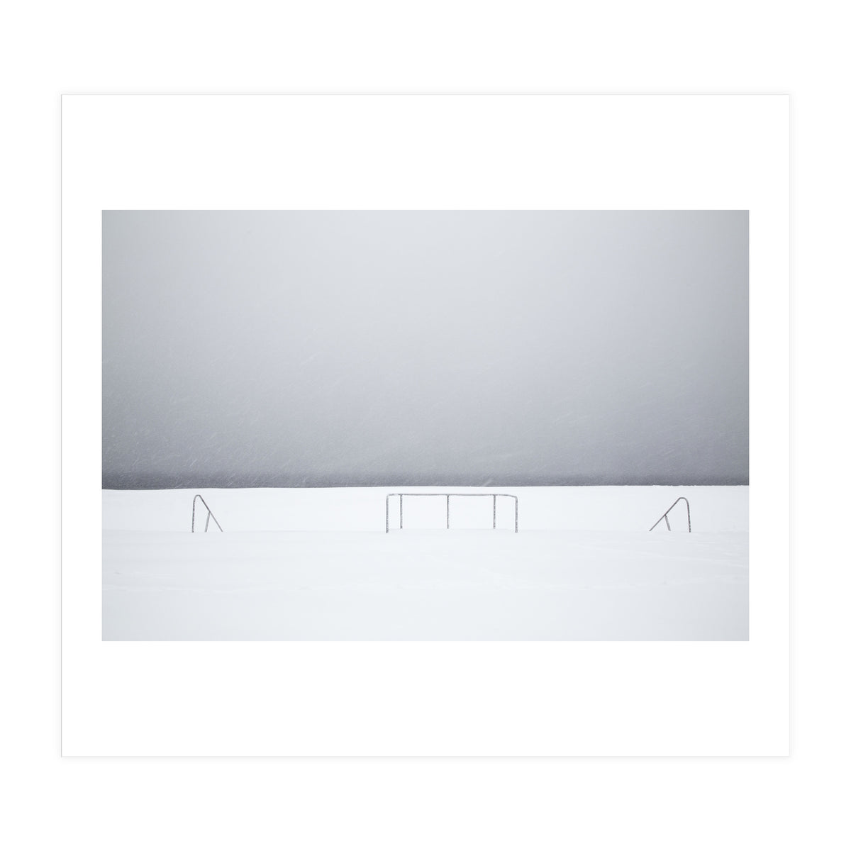 Stair railing covered by snow (Print Only)