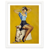Pinup Woman Posing With Her Dog thumbnail