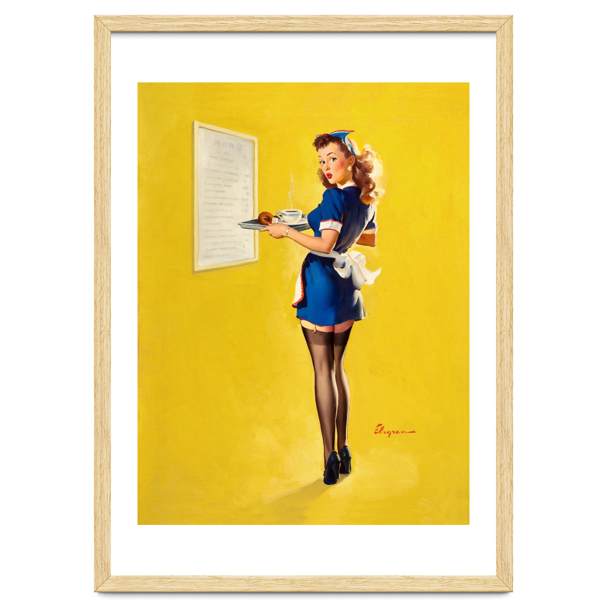 Pinup Sexy Waitress Looking Back