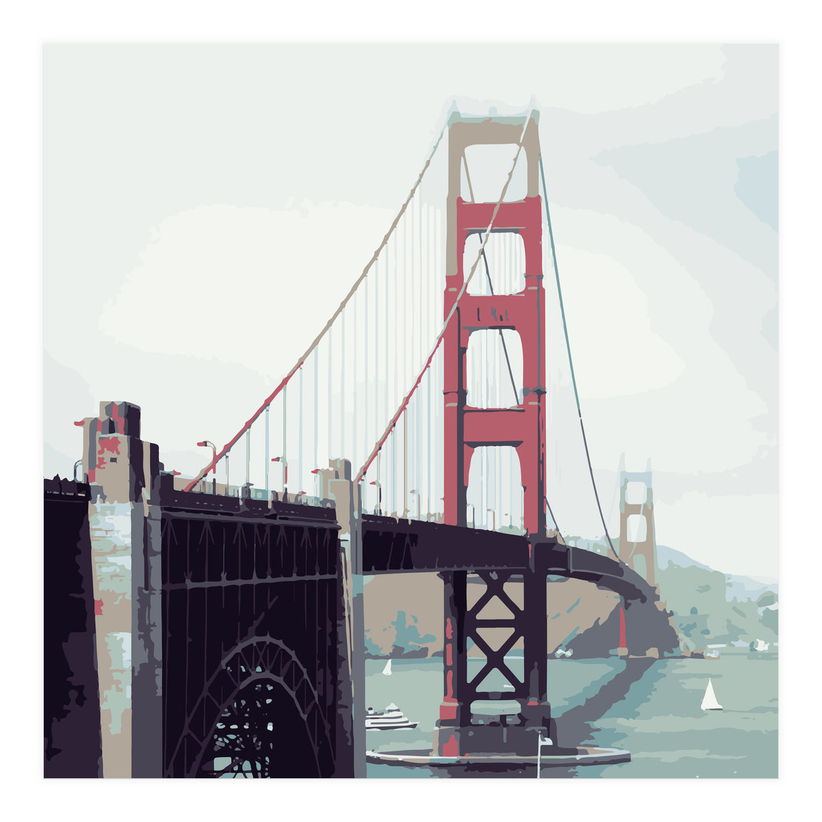 Golden Gate Watercolor Art (Print Only)