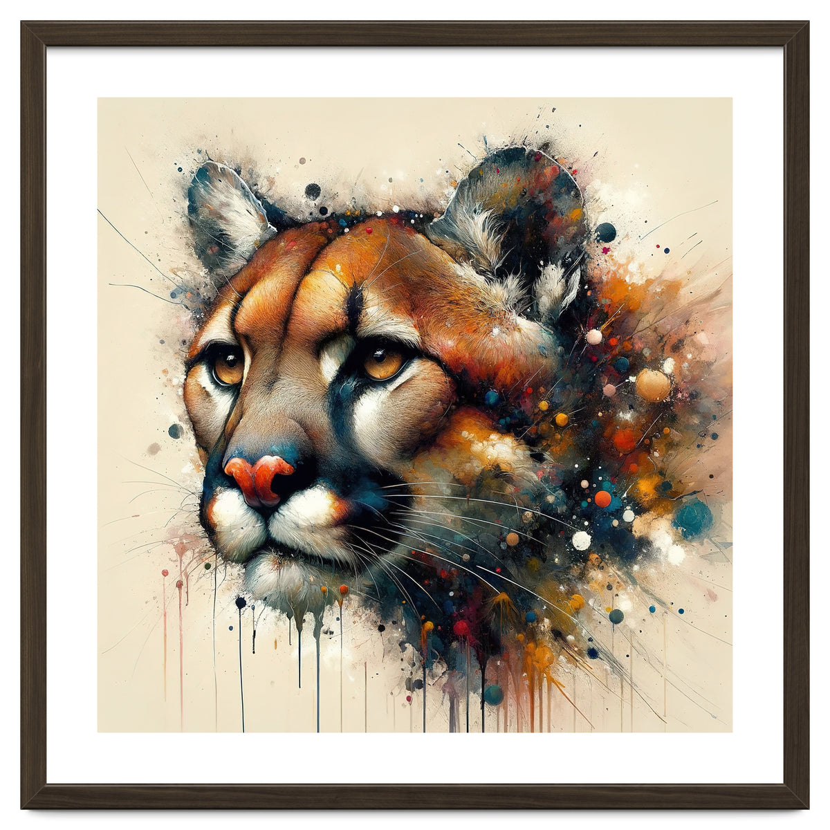 Watercolor Cougar Portrait