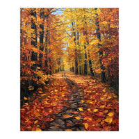 Sun-Drenched Golden Forest Path with Vibrant Autumn Foliage (Print Only)