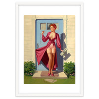 Pinup Girl With Accident At Her Door