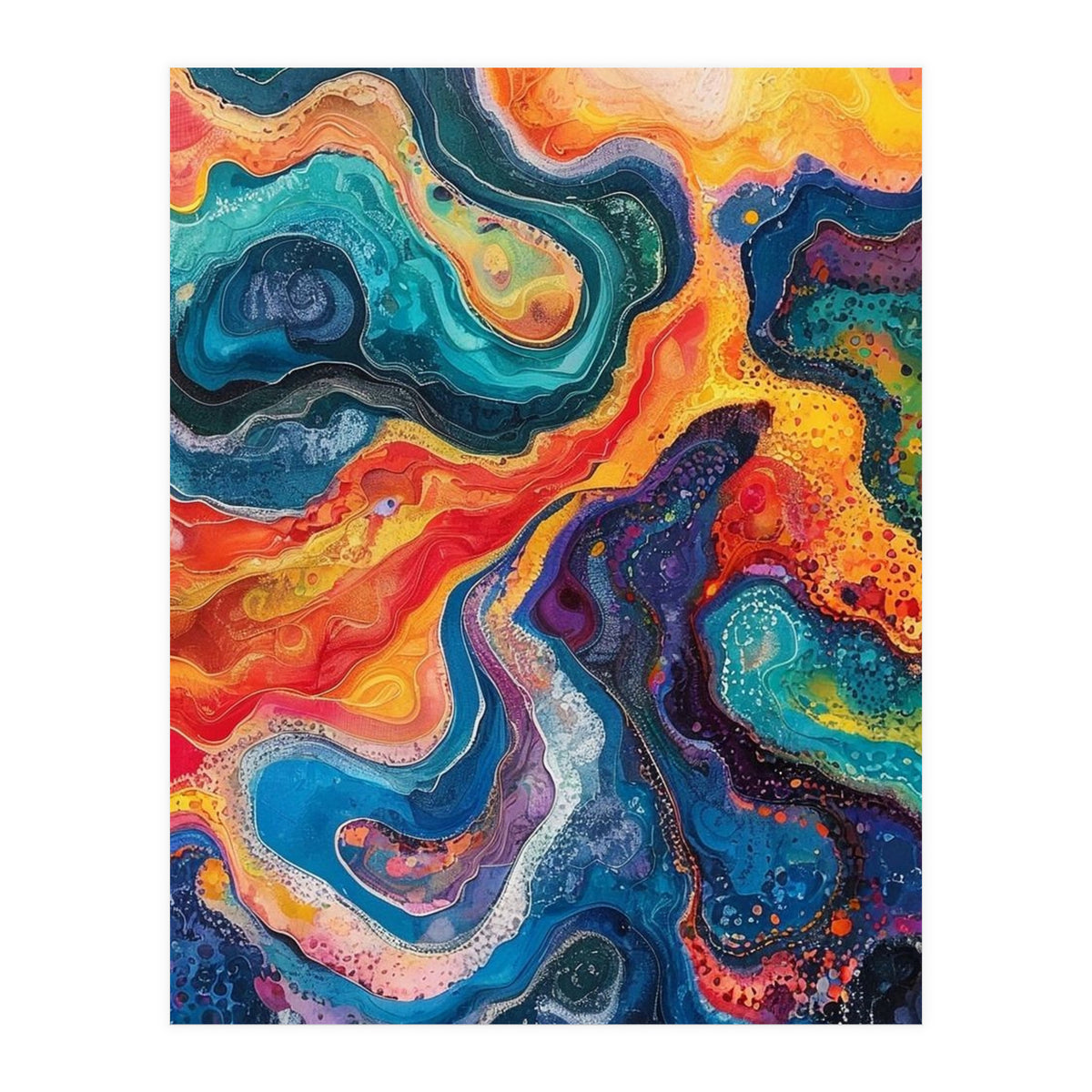 Vibrant Fluid Acrylic Pour Abstract Art (Print Only)