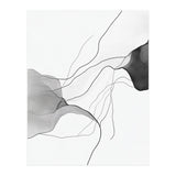 Abstract Black And White Flowing Lines And Shapes On White Background (Print Only) thumbnail