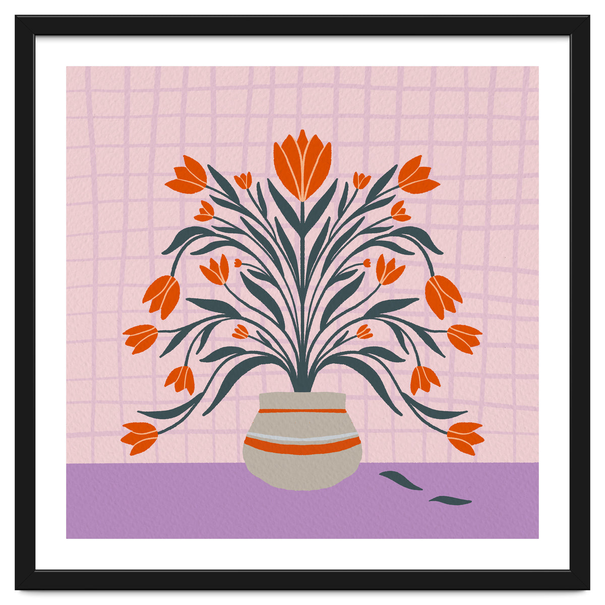 Tulips in a vase - orange and violet