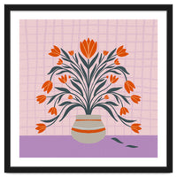 Tulips in a vase - orange and violet