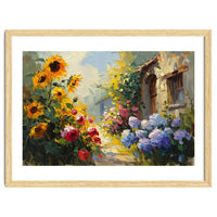 Vibrant Summer Cottage Garden Oil Painting