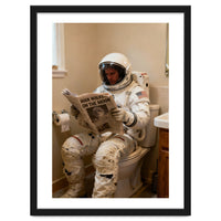 Retro AstronautReading Newspaper, Toilet Humor, Astronaut on Toilet