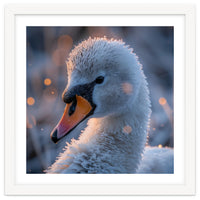 Close Up Frosty Swan Head During Golden Hour