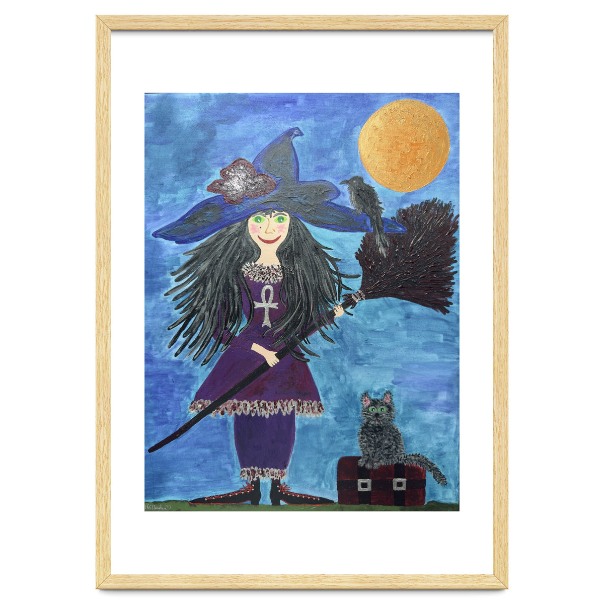 Cassandra, the Little Witch, with Merlin, the cat, and Circe, the Raven