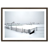 Snow-covered deserted basketball court in winter thumbnail