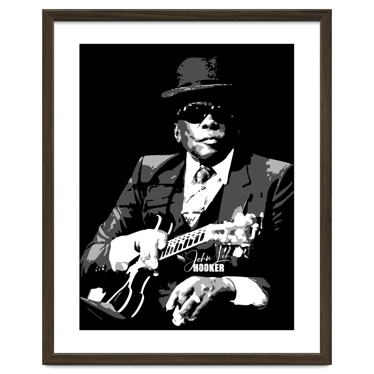 John Lee Hooker American Blues Guitarist in Grayscale