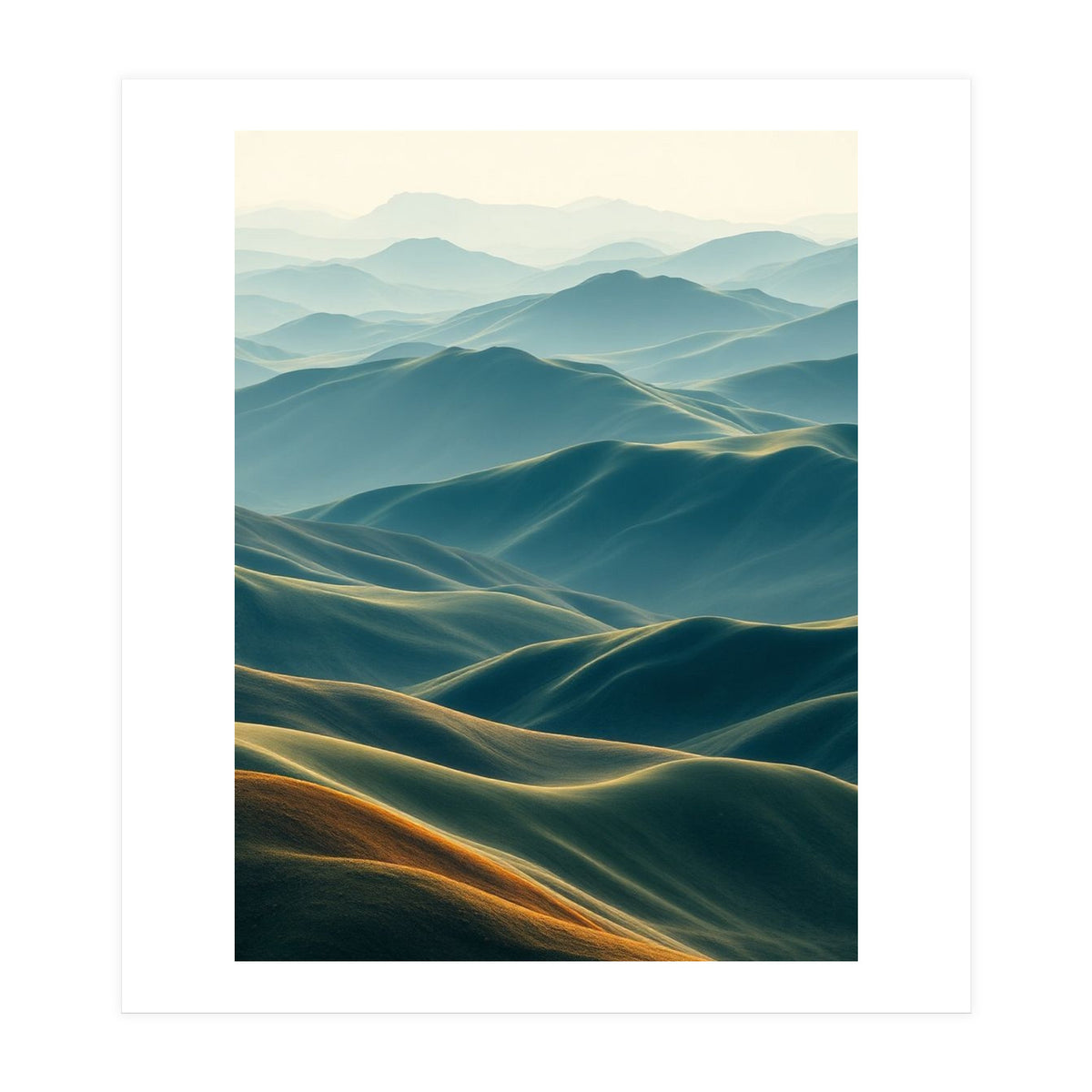 Minimalist Misty Mountain Landscape Wall Art (Print Only)