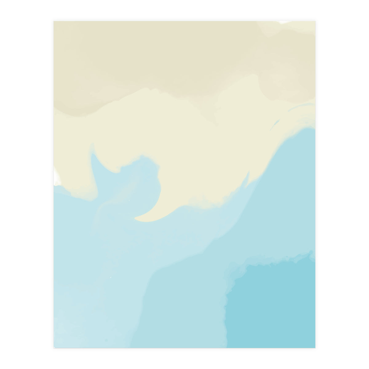 Mellow, Abstract Powder Blue Pastel Pearl Painting, Modern Simple Minimal Waves (Print Only)