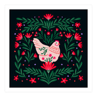 Blooming Chicken Green And Red (Print Only)