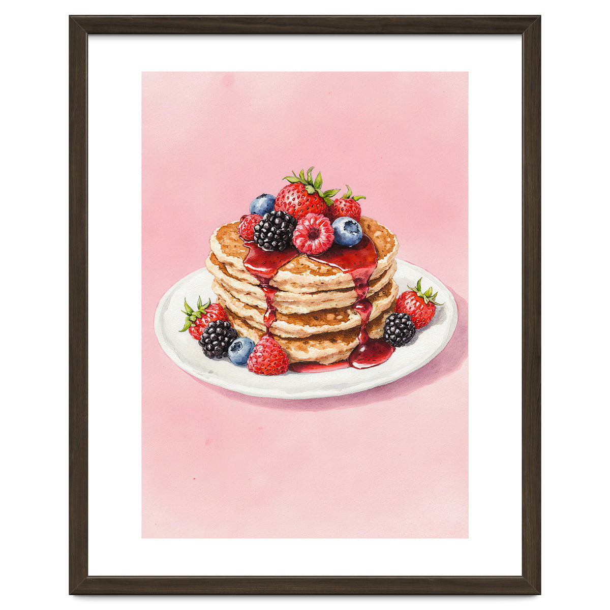 Berry Pancakes – Watercolor Breakfast Food