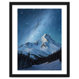 Majestic Snow-Capped Mountain Peak Under a Brilliant Starry Night Sky thumbnail