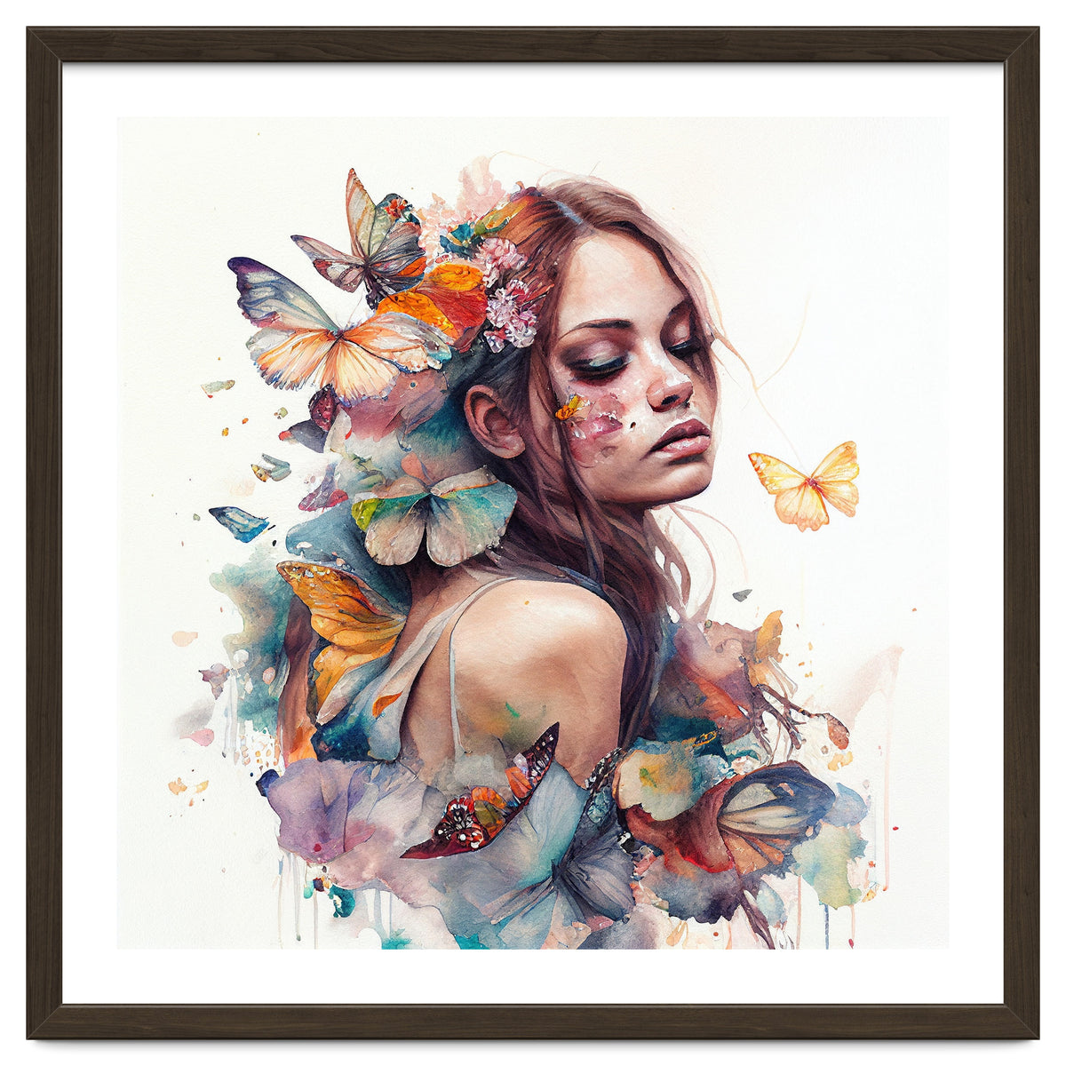 Butterfly Muse Watercolor Portrait