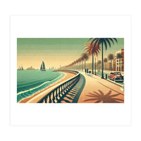 Vintage Coastal Promenade Poster (Print Only)
