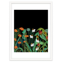 Dark Desires, Botanical Floral Nature Vintage Illustration, Eclectic Pop Of Color Plants, Bohemian Boho Garden