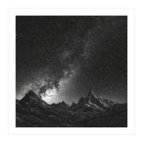 Starlit Mountain Majesty: Detailed Monochrome Milky Way (Print Only) thumbnail