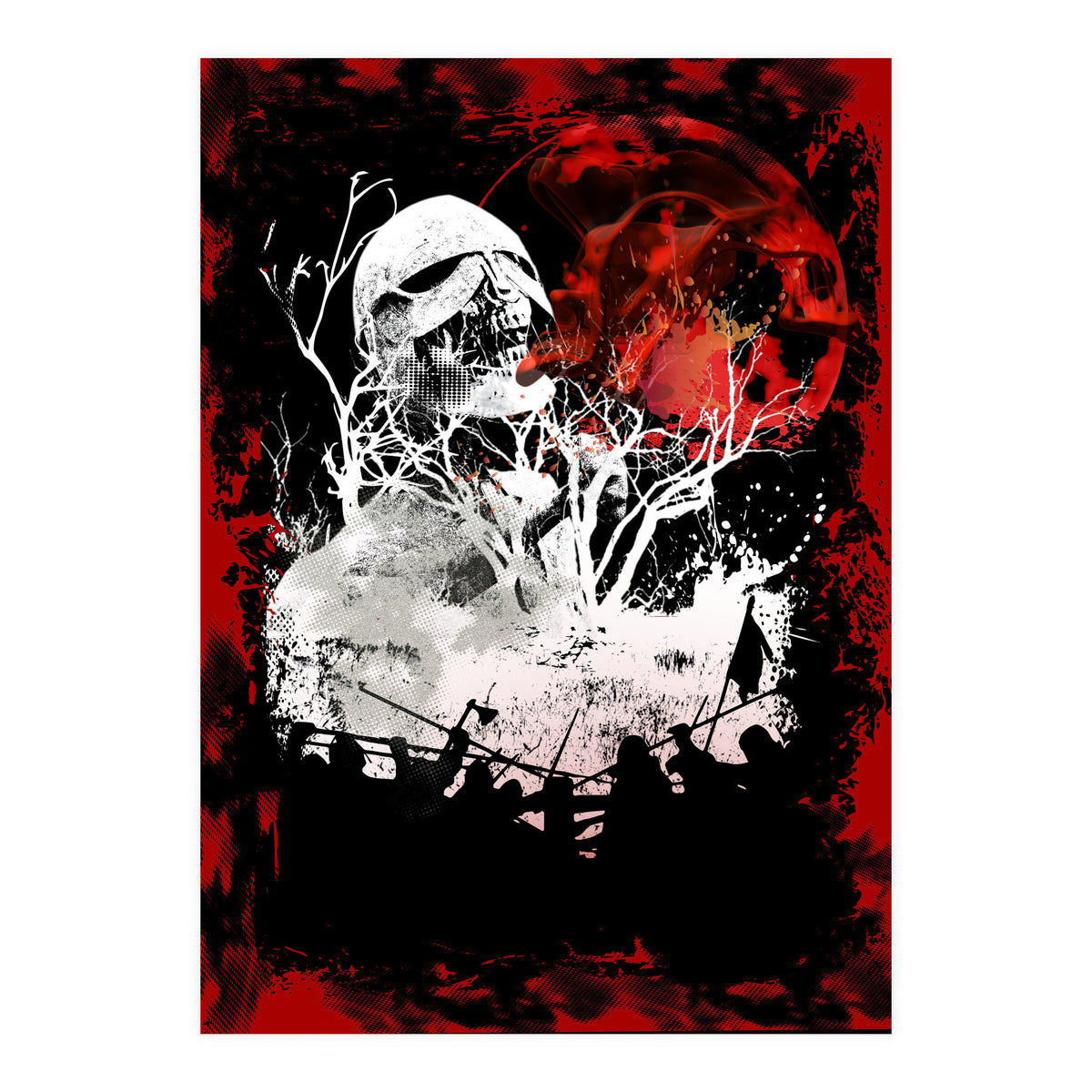 Viking Grinning Skull (Print Only)