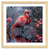 Elegant Flamingo Standing In Water Reflection thumbnail