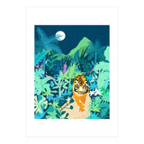 Tiger Walk, Bohemian Jungle Maximalist Nature, Botanical Forest Plants Moon Wild Animals (Print Only) thumbnail