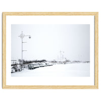 Street light and Bench in Winter snowscape