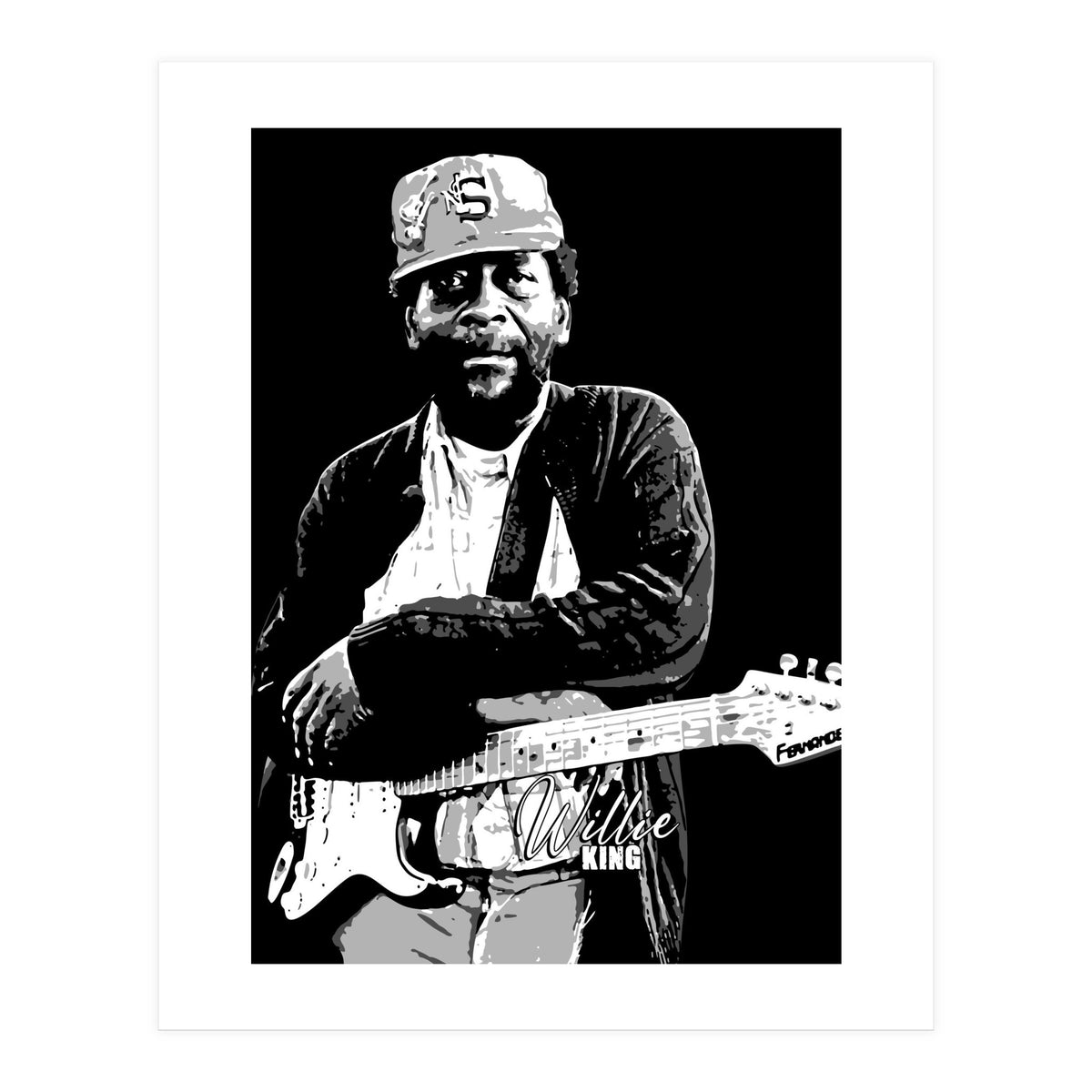 Willie King American Blues Musician in Grayscale (Print Only)