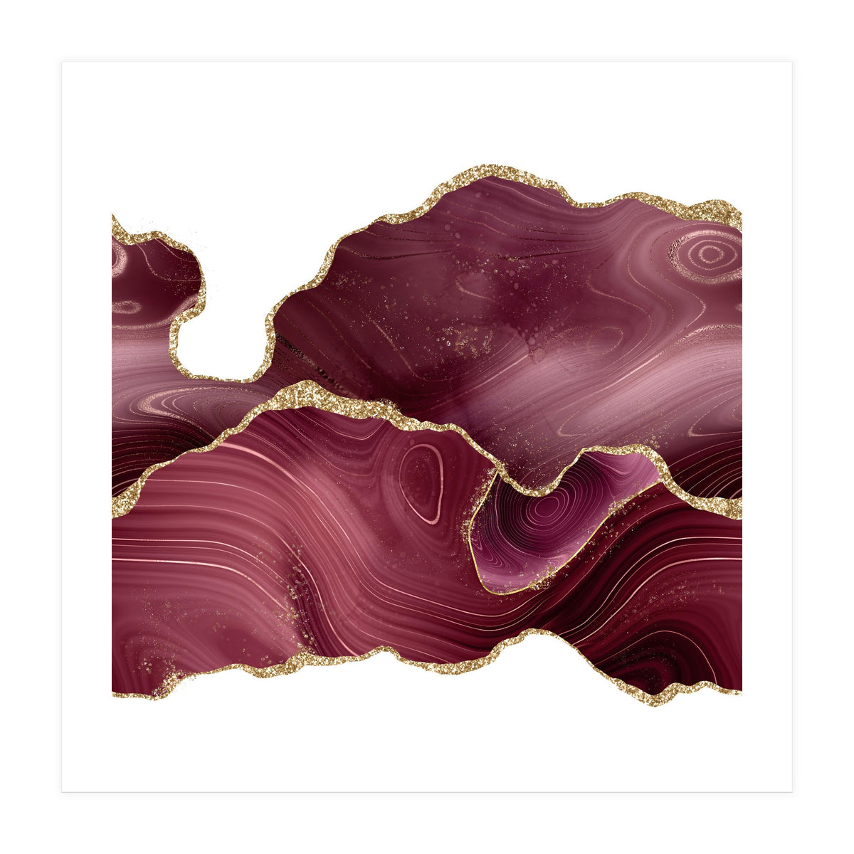 Burgundy & Gold Glitter Agate Texture 08  (Print Only)