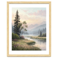 Dreamy Alpine Valley Landscape Painting