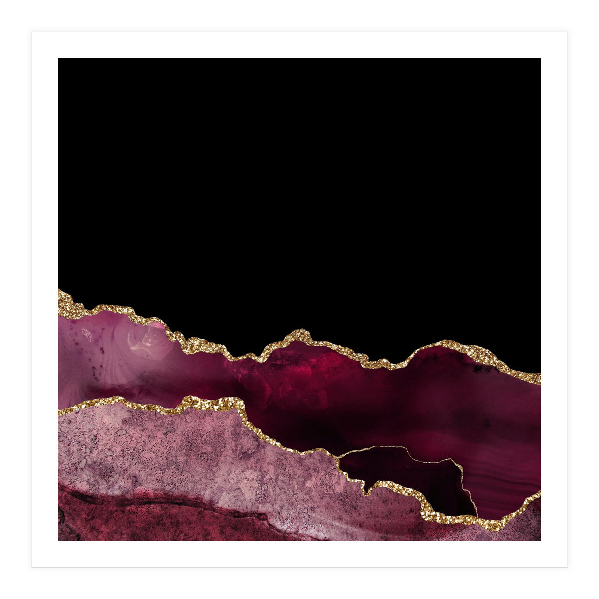 Burgundy & Gold Agate Texture 10  (Print Only)