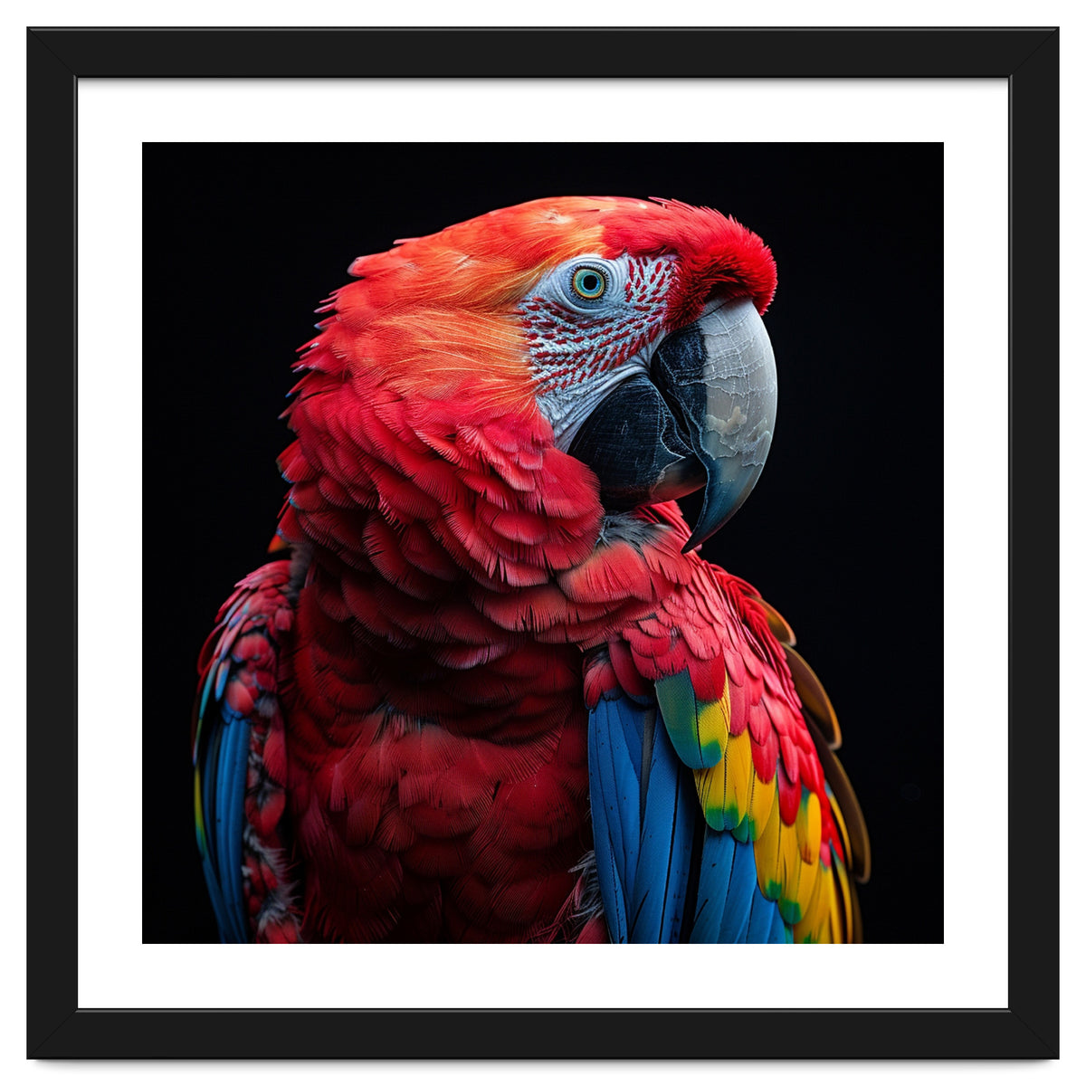 Scarlet Macaw Parrot Close Up Portrait