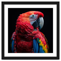 Scarlet Macaw Parrot Close Up Portrait