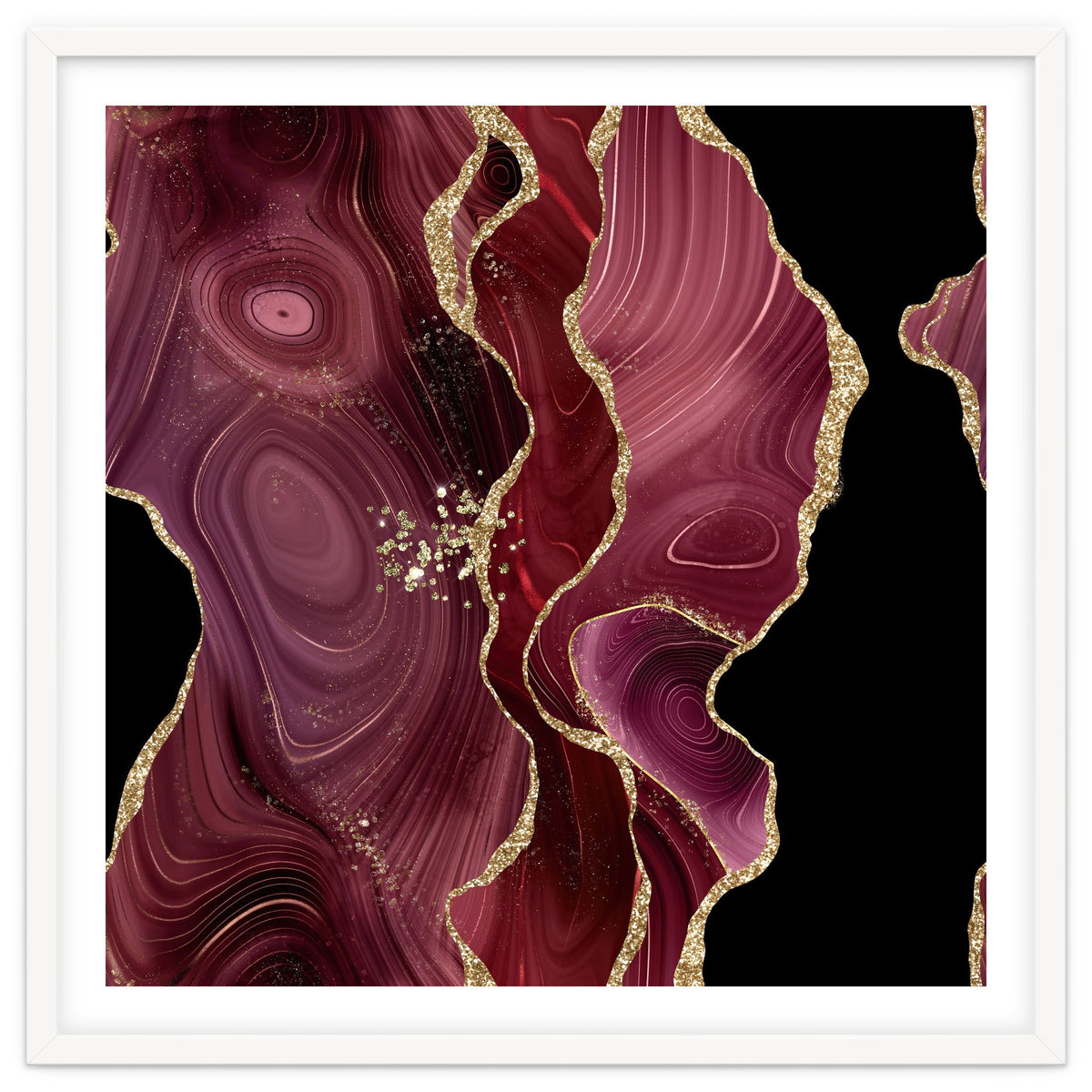 Burgundy & Gold Glitter Agate Texture 01