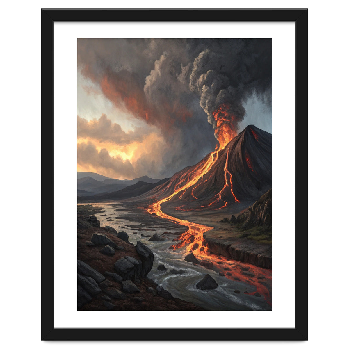 Dramatic Volcanic Eruption Landscape Art